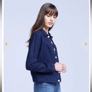 L’Agence | Celine Linen Jacket | Marine | Size Small